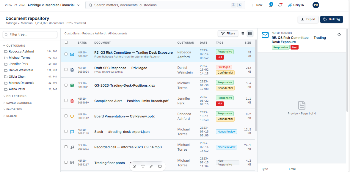 LegalIQ document repository and intelligent tagging
