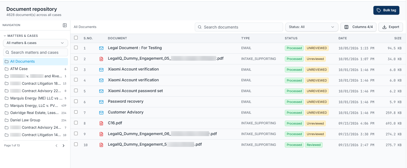 LegalIQ document repository and intelligent tagging