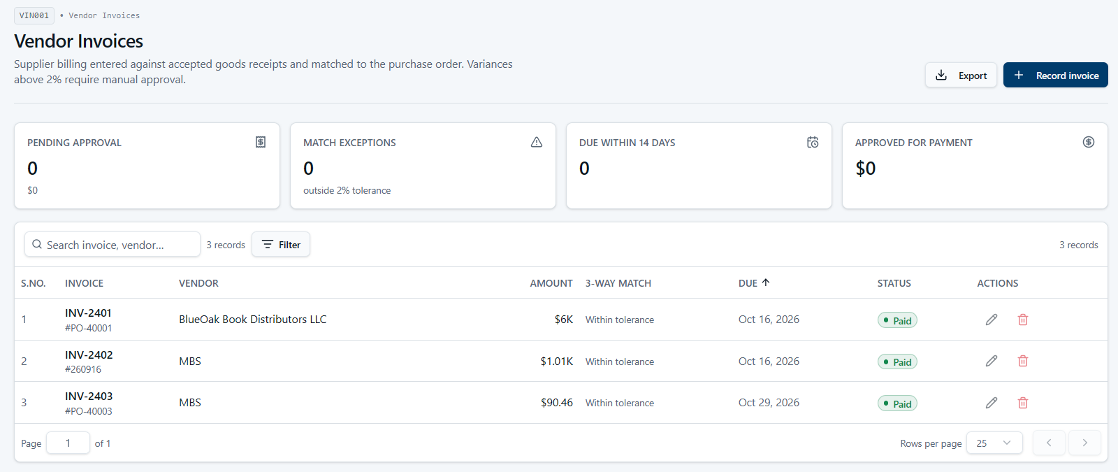 Ecommerce IQ vendor invoice matching